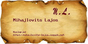 Mihajlovits Lajos névjegykártya